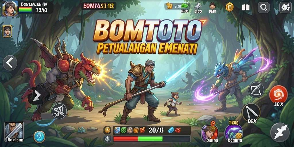 Tampilan gameplay <strong>BOMTOTO</strong> yang penuh aksi dan petualangan seru.