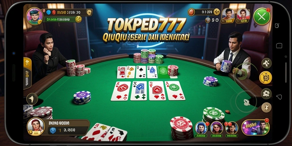 Screenshot TOKPED777 menampilkan aksi seru permainan QiuQiu.