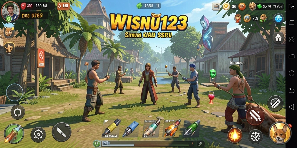 Tampilan gameplay WISNU123 yang menampilkan interaksi karakter yang seru.